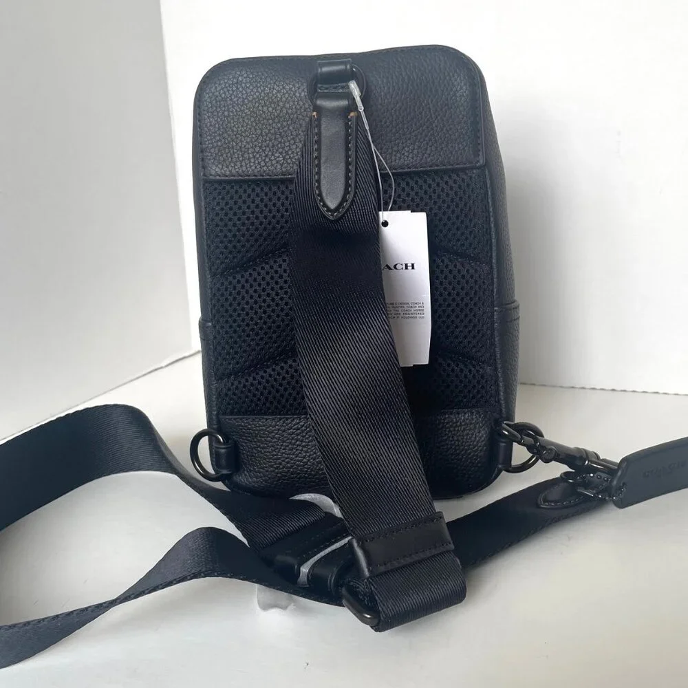 Coach Gotham Sling Pack 13 Black Pebbled Leather CR849 Bag